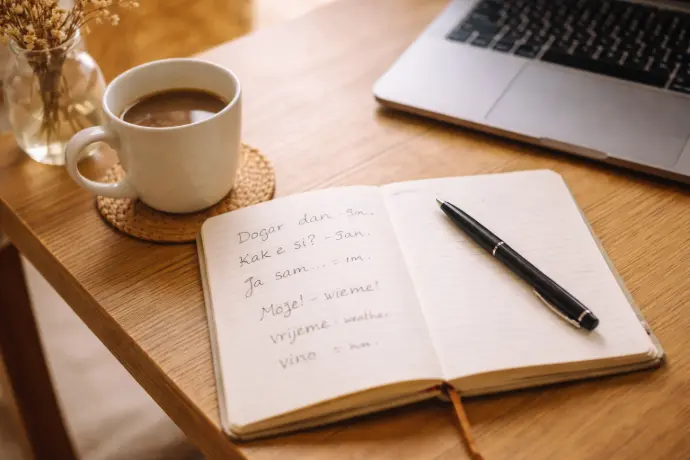 Notebook with croatian words