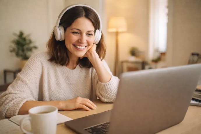 Person on the computer smilsing